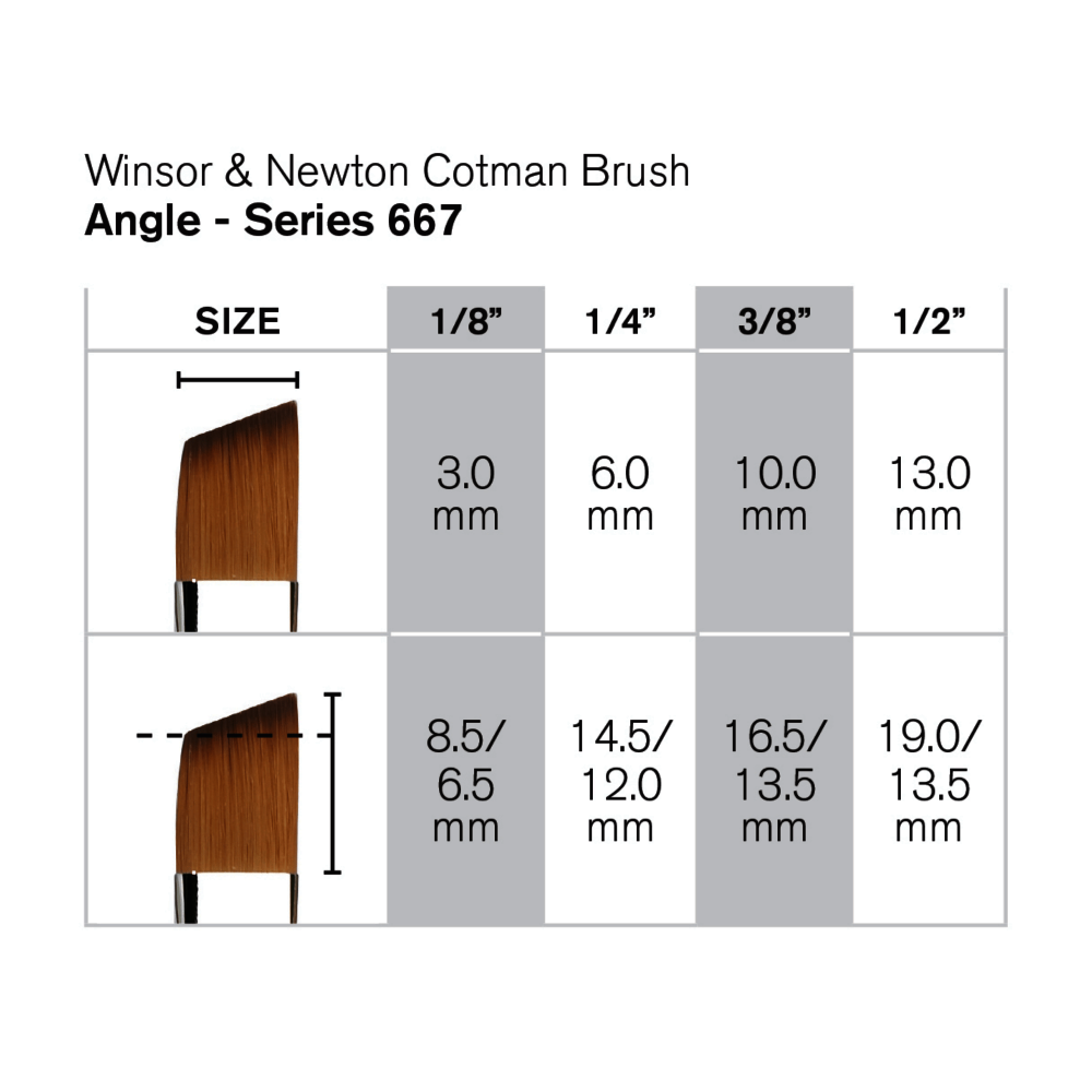 PINCEL WINSOR COTMAN ANGULAR NYLON 667 # 3/8