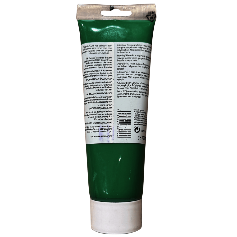 TINTA GRABADO LINOLEO AGUA LEFRANC 250ML RF 224 VERDE       