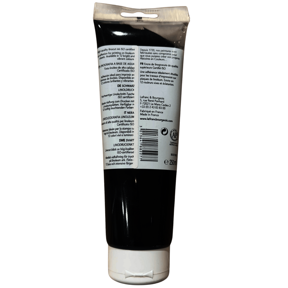 TINTA GRABADO LINOLEO AGUA LEFRANC 250ML RF 227 NEGRO       