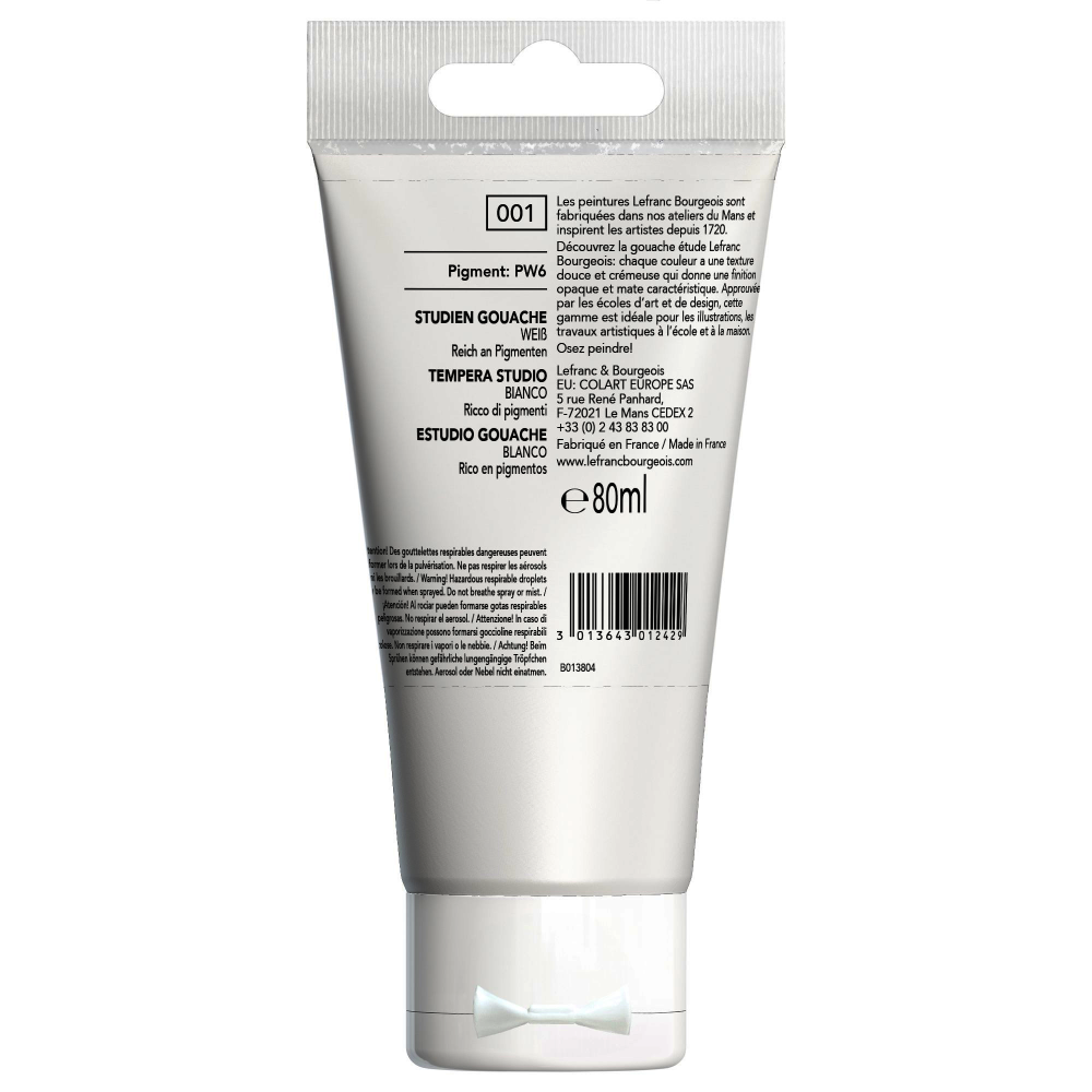 TEMPERA GOUACHE LEFRANC STUDENT 80ML BLANCO 001