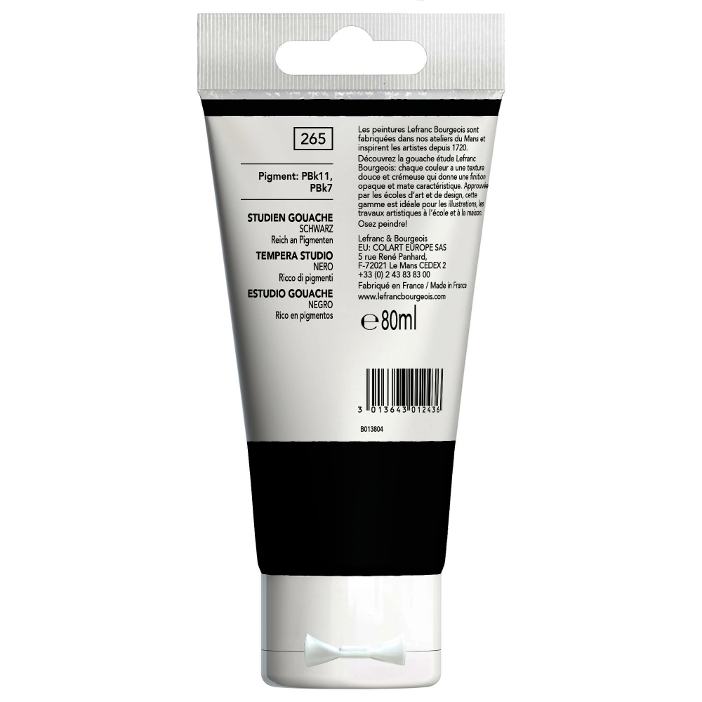 TEMPERA GOUACHE LEFRANC STUDENT 80ML NEGRO 265