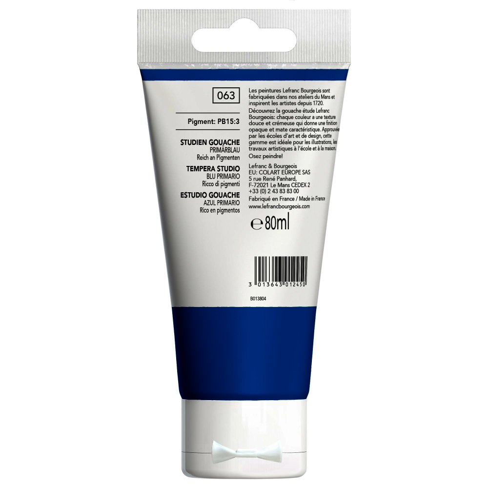 TEMPERA GOUACHE LEFRANC STUDENT 80ML AZUL PRIMARIO 063