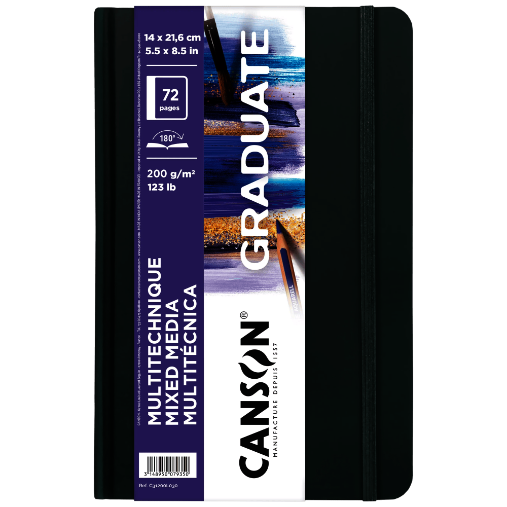 CUADERNO CANSON GRADUATE 14X21.6CM 200GR MIXMEDIA C31200L030