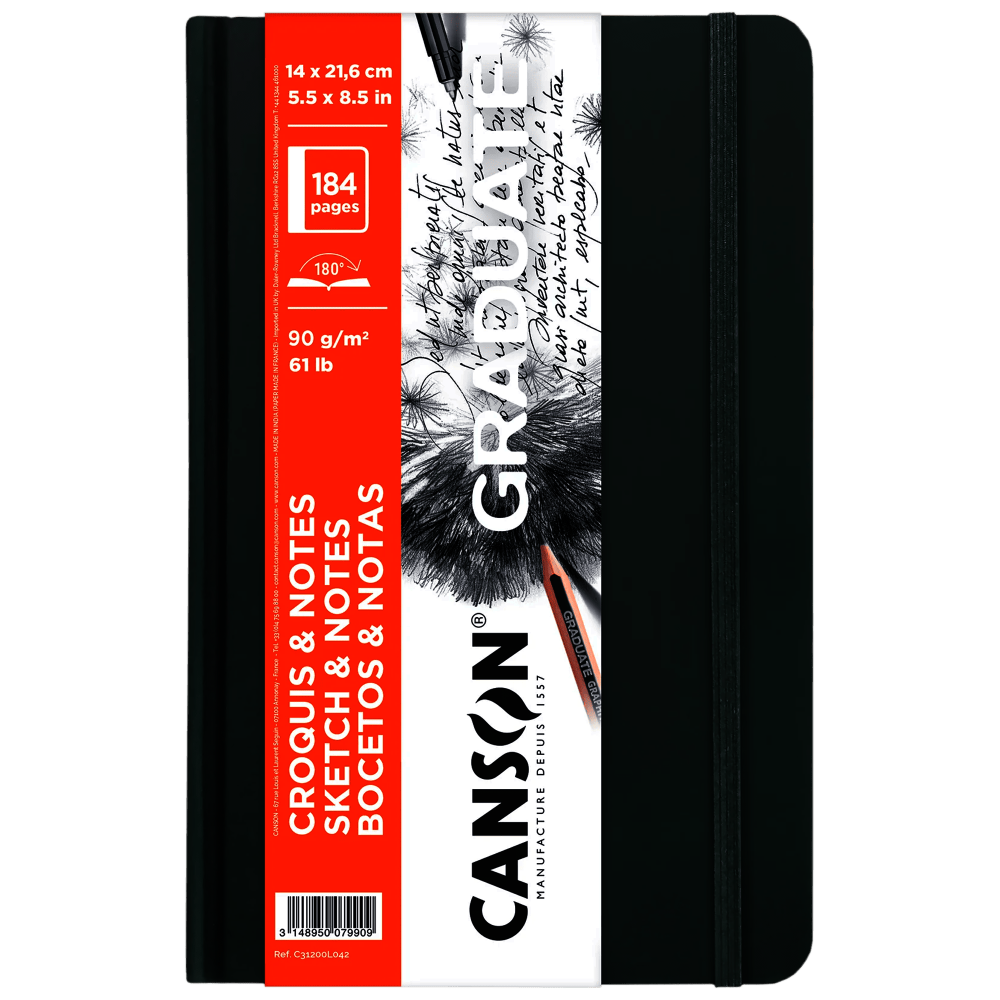 CUADERNO CANSON GRADUATE14X21.6CM 90G GRIS OSC C31200L042