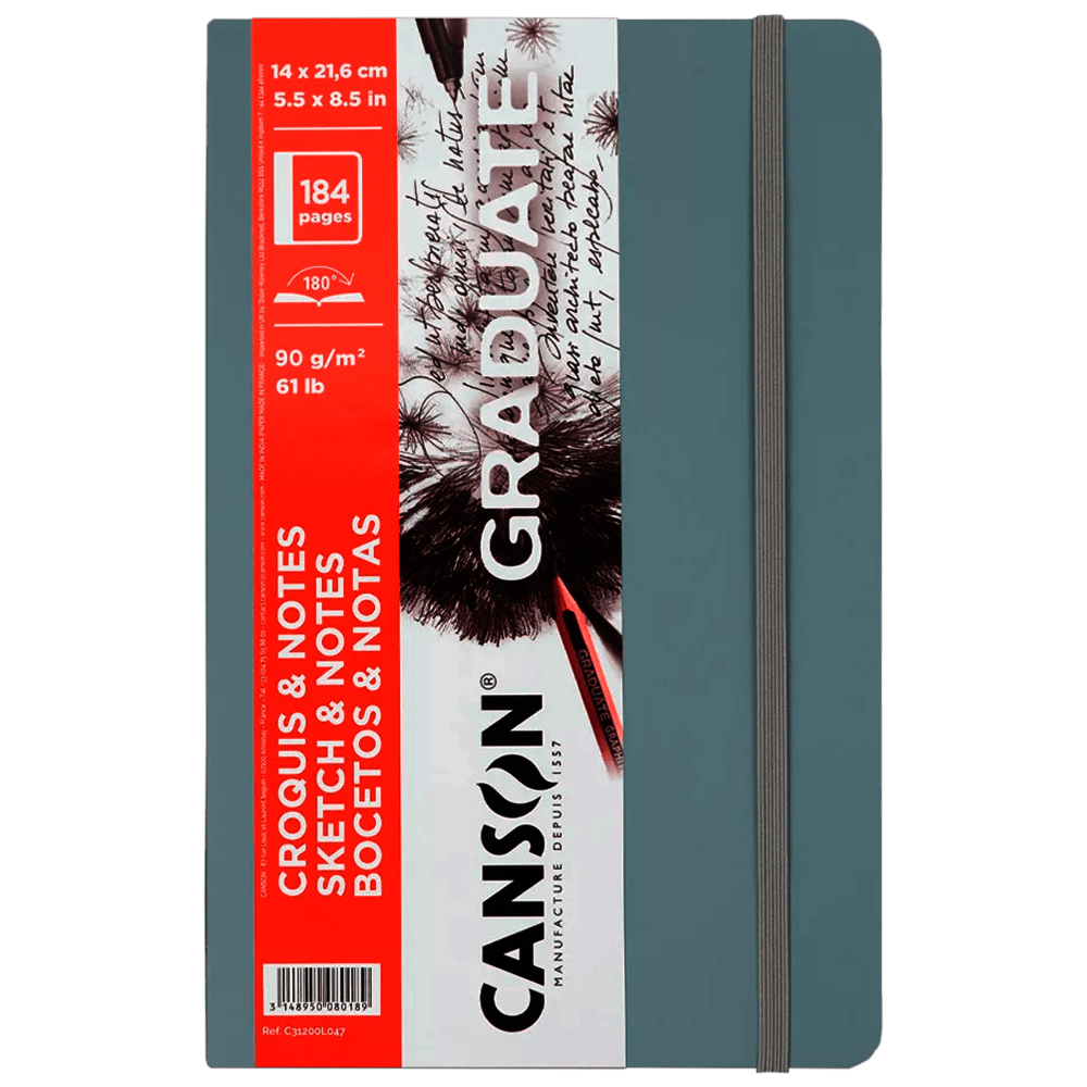 CUADERNO CANSON GRADUATE 14X21.6CM 90G GRIS CLAR C31200L044