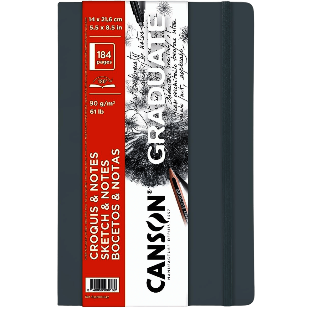 CUADERNO CANSON GRADUATE | GRIS CLARO | 14X21.6CM | BOCETOS | TAPA BLANDA
