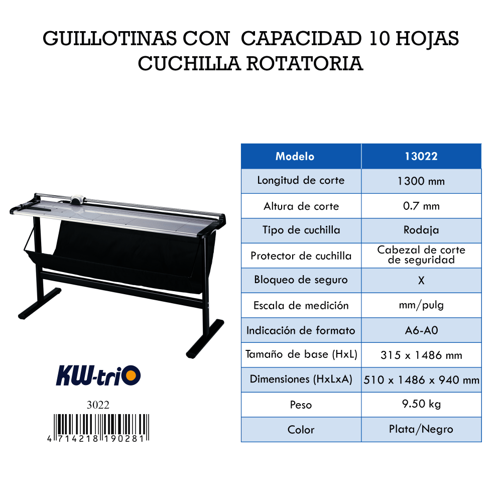 GUILLOTINA KW-TRIO ROTA 8 H 51X148X94 RF13022