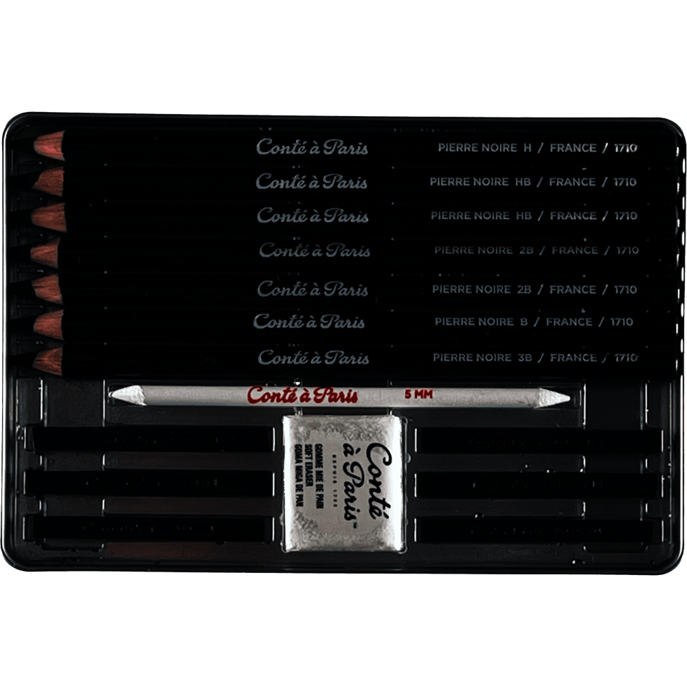 CAJA LAPICES Y BARRAS CARBONCILLO CONTE 15PCS