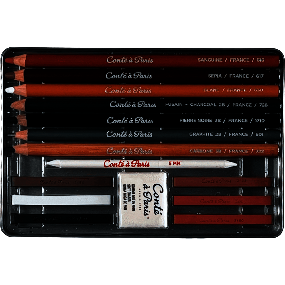 CAJA LAPICES Y BARRAS ESBOZO CONTE 15 PCS