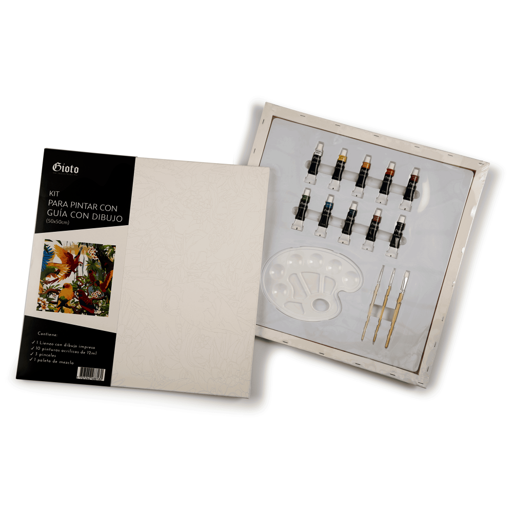 KIT PREDIBUJADO 50X50CM W4078 PAJAROS ROJOS  