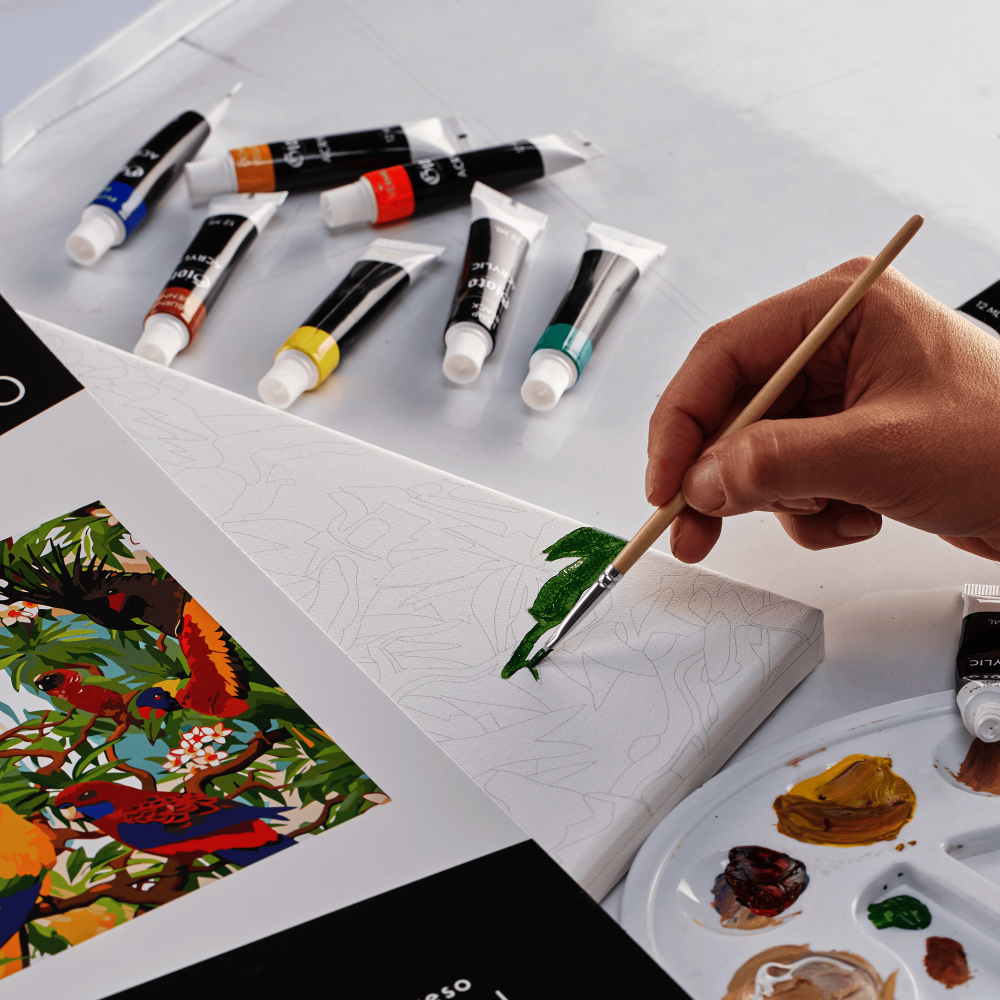 KIT PREDIBUJADO 50X50CM W4078 PAJAROS ROJOS  