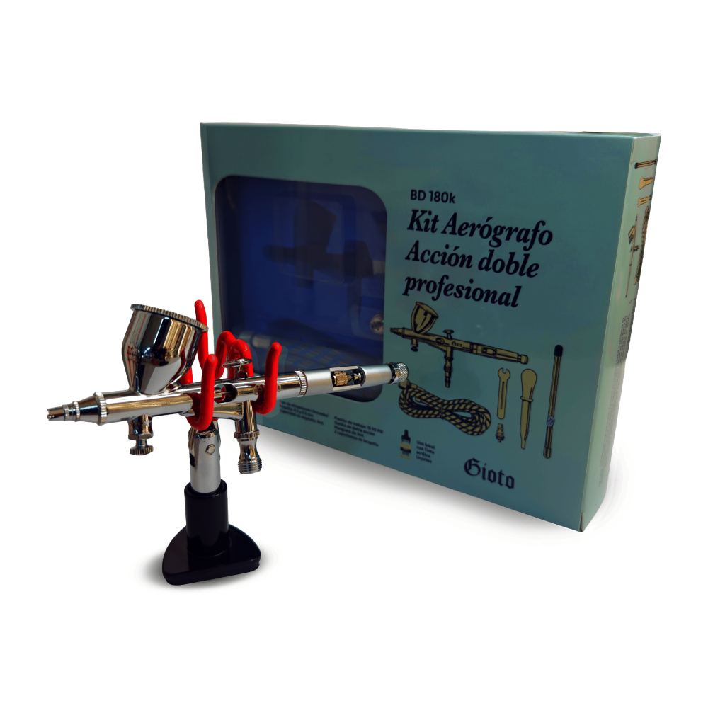 KIT AEROGRAFO | GIOTO | ACCIÓN DOBLE | RF BD 180 | AGUJA + MANGUERA TELA + CAPUCHONES