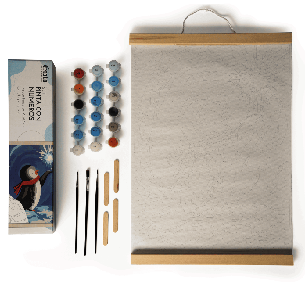 KIT PINTA POR NUMEROS 30X40CM W3342 PINGUINO 