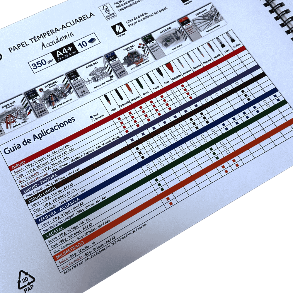 BITACORA FABRIANO ACCADEMIA TEMPERA - ACUARELA 350G 23X32.5CM 10H 74233255
