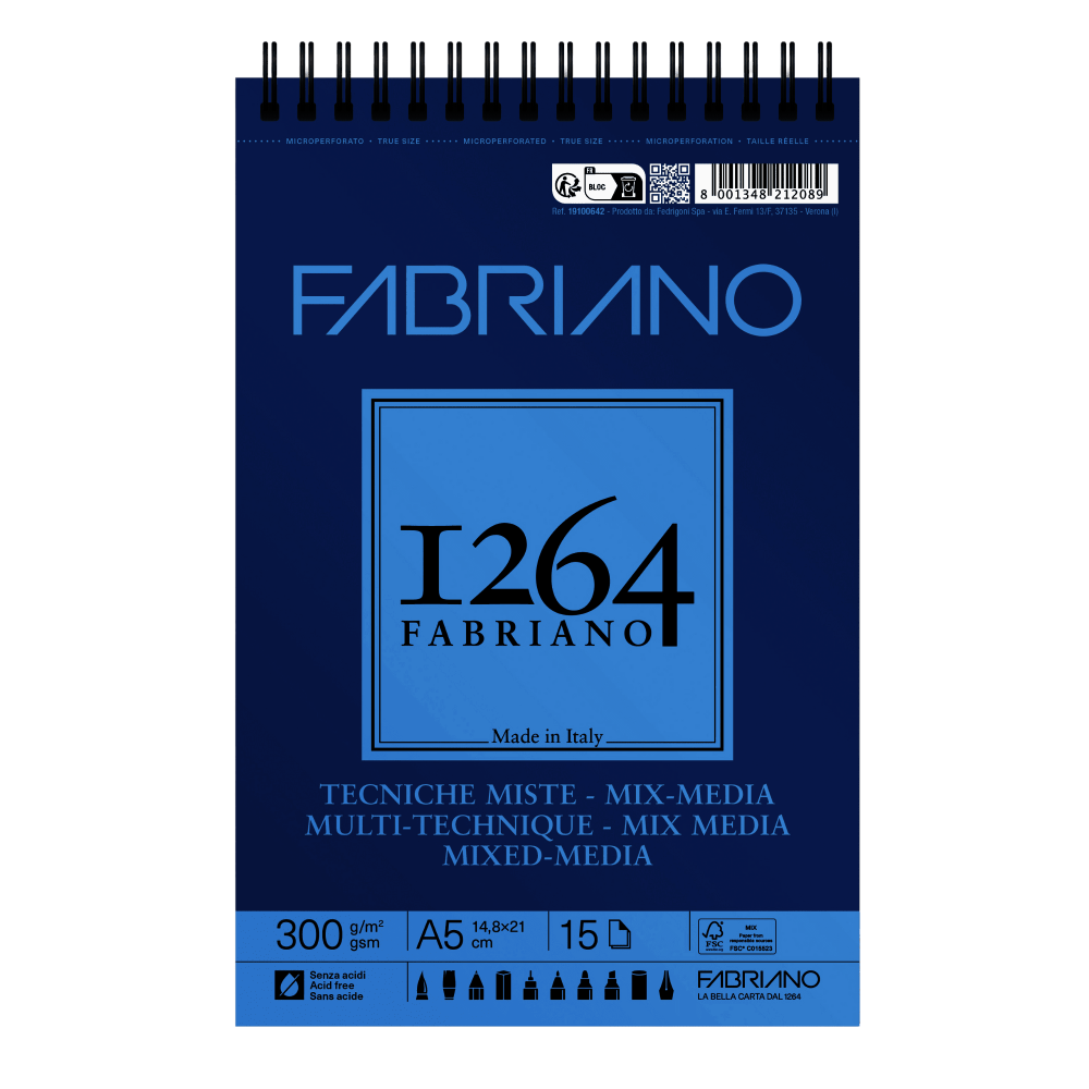 BITACORA FABRIANO 1264 TENICAS MIXTAS A5 15H 300G 19100642
