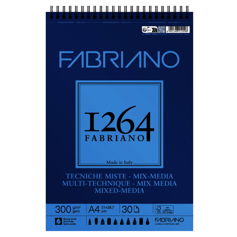 BITACORA FABRIANO 1264 TECNICAS MIXTAS A4 30H 300G 19100643