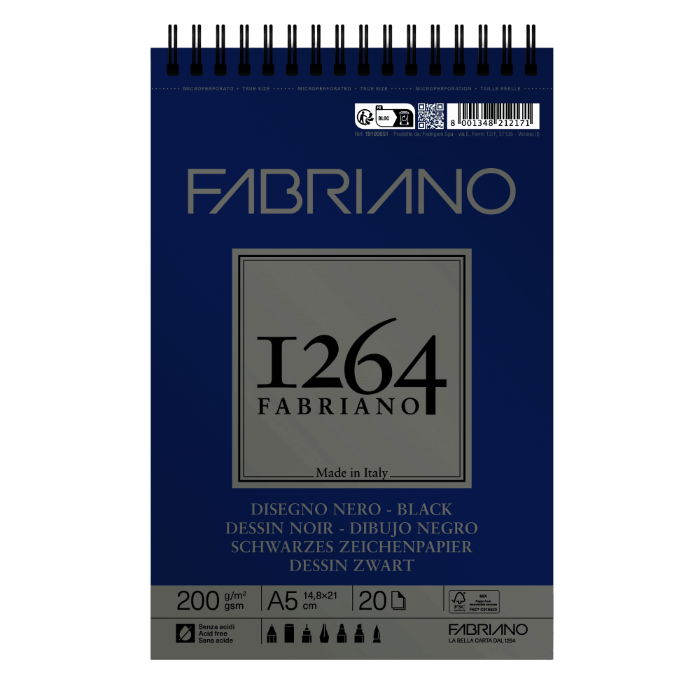BITACORA FABRIANO 1264 DIBUJO NEGRO A5 20H 180G 19100651 