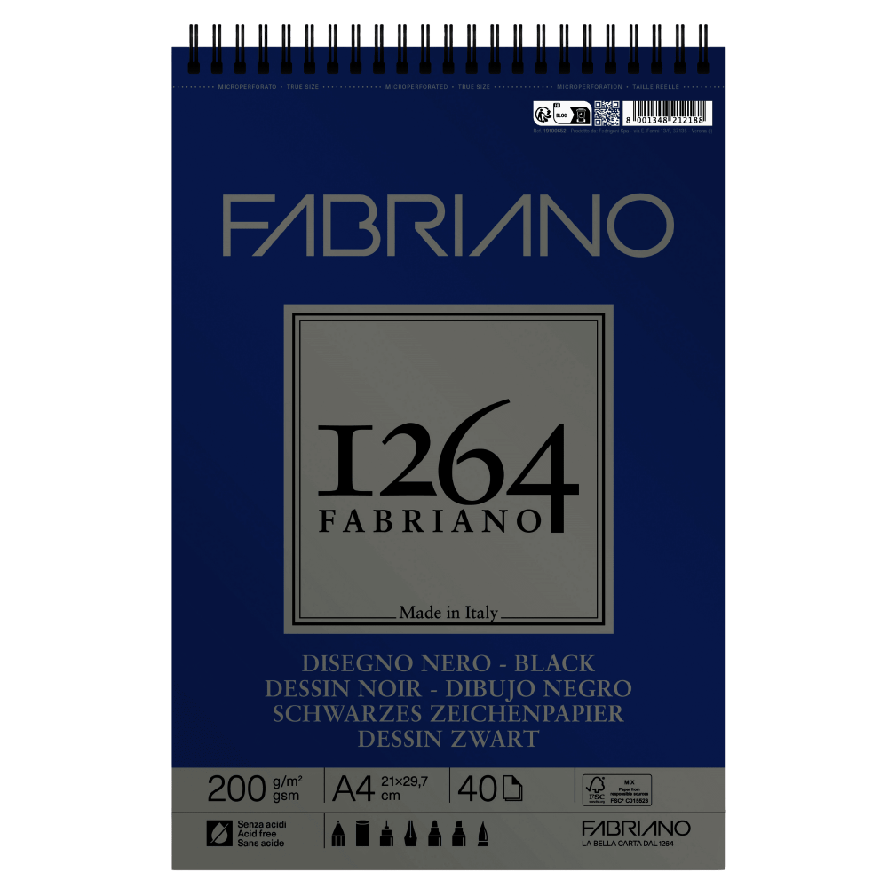 BITACORA FABRIANO 1264 DIBUJO NEGRO A4 40H 200G 19100652