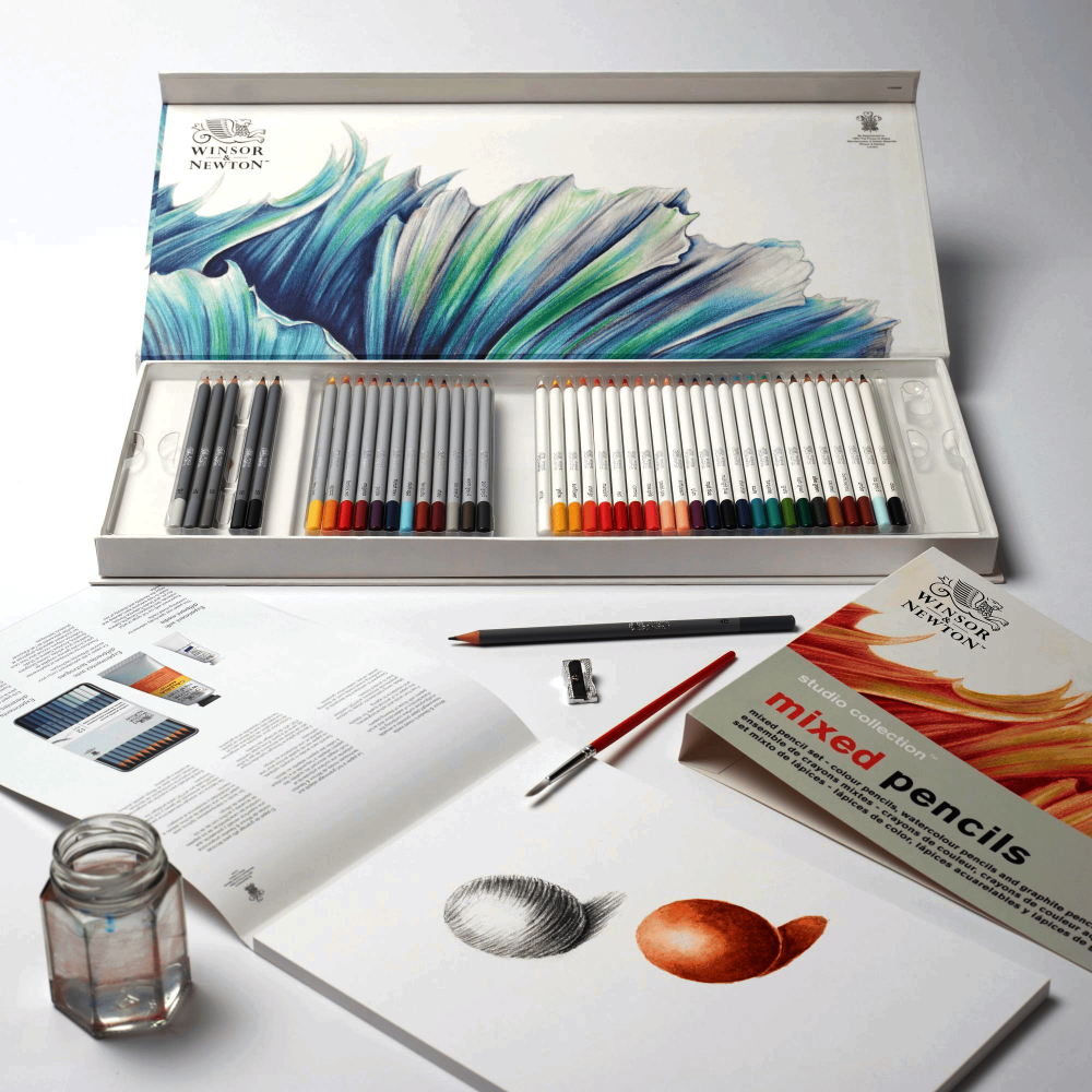 CAJA LAPIZ WINSOR STUDIO TECNICAS MIXTAS 45PC