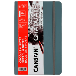 CUADERNO CANSON GRADUATE 14X21.6CM 90G GRIS CLAR C31200L044