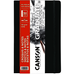 CUADERNO CANSON GRADUATE | GRIS OSCURO | 14X21.6CM | BOCETOS | TAPA BLANDA