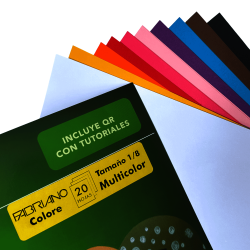 PAQUETE CARTULINA FABRIANO COLORE 1/8X20 HOJAS MULTICOLOR